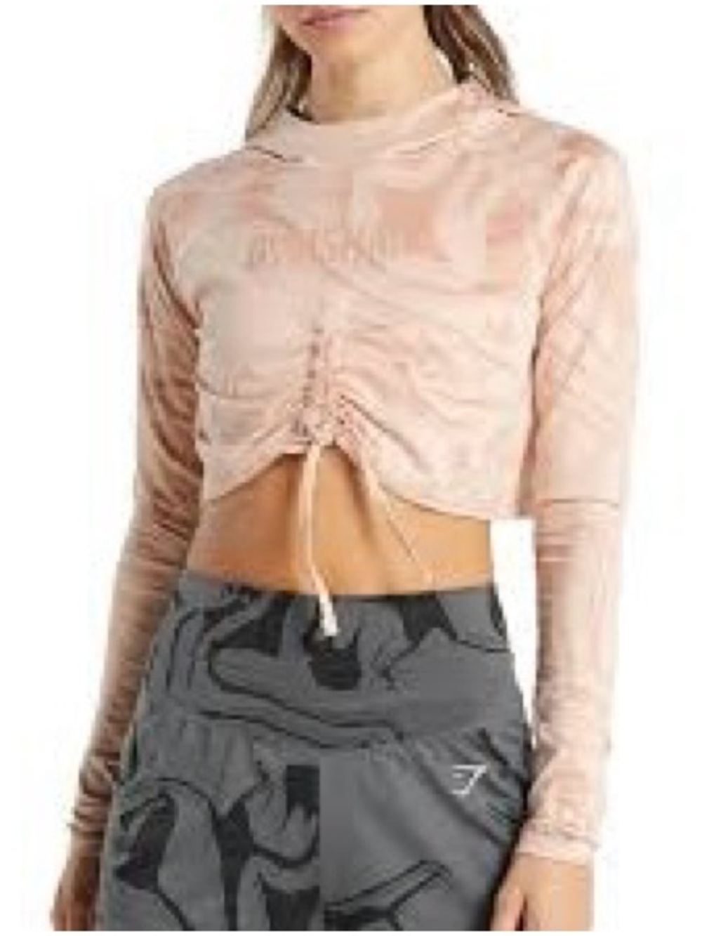 Gymshark long sleeve cropped top with synched drawstring front size small
